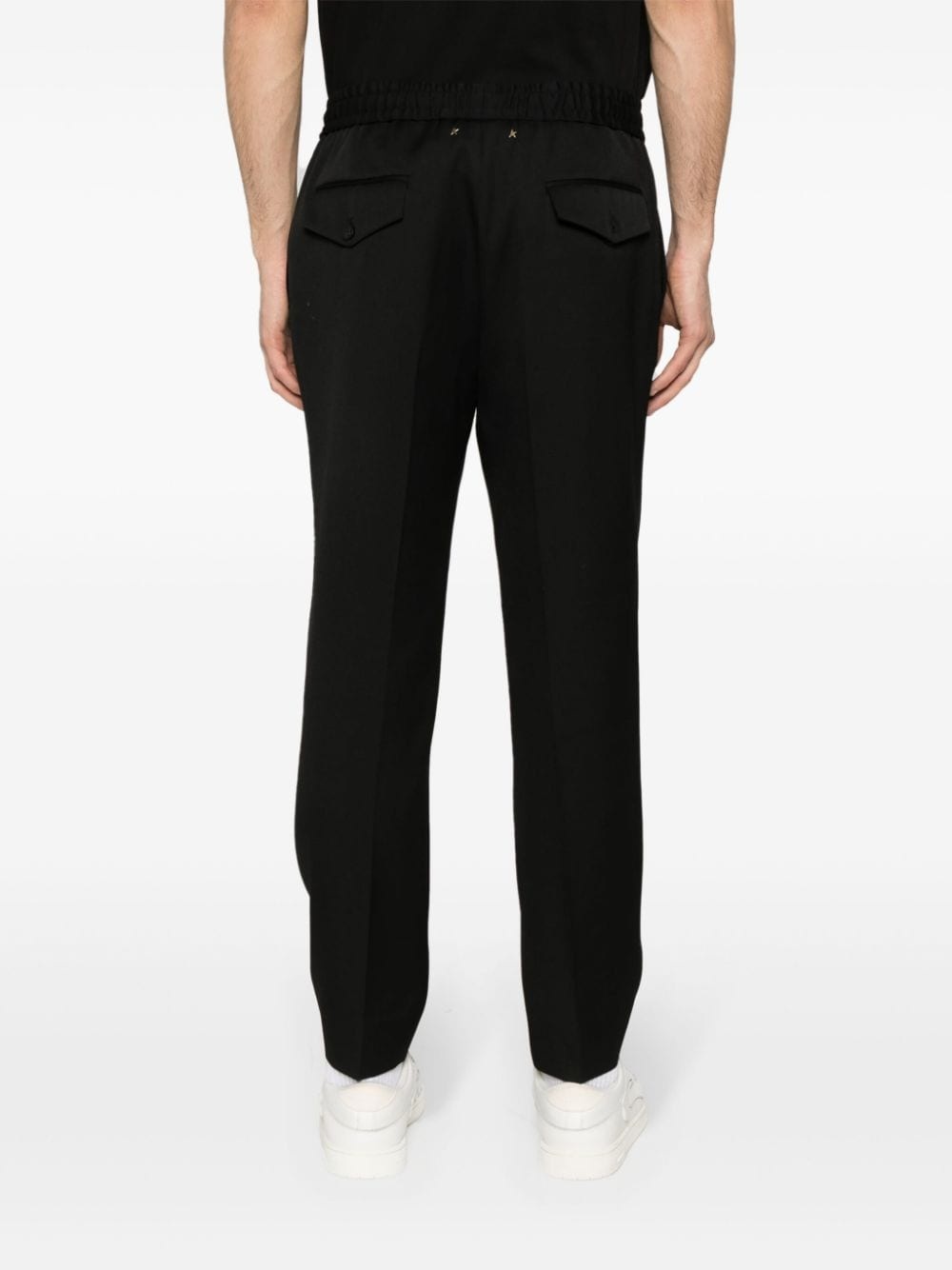 logo-plaque virgin wool trousers - 4