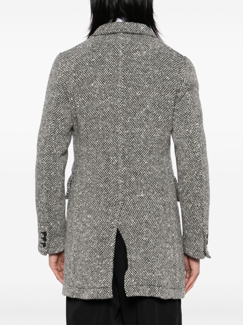 herringbone tweed single-breasted coat - 4