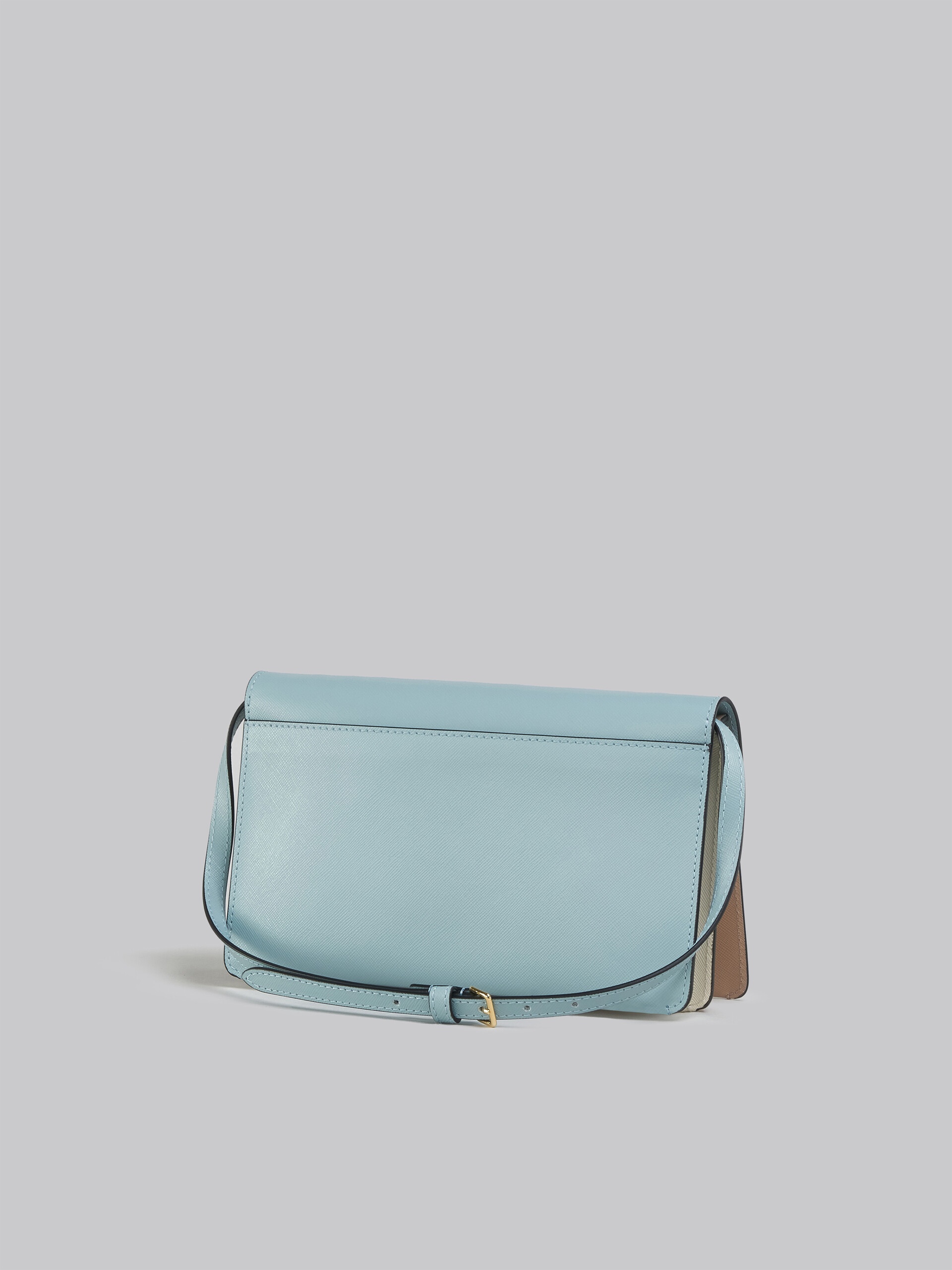 TRUNK CLUTCH IN LIGHT BLUE BEIGE AND WHITE SAFFIANO LEATHER - 3