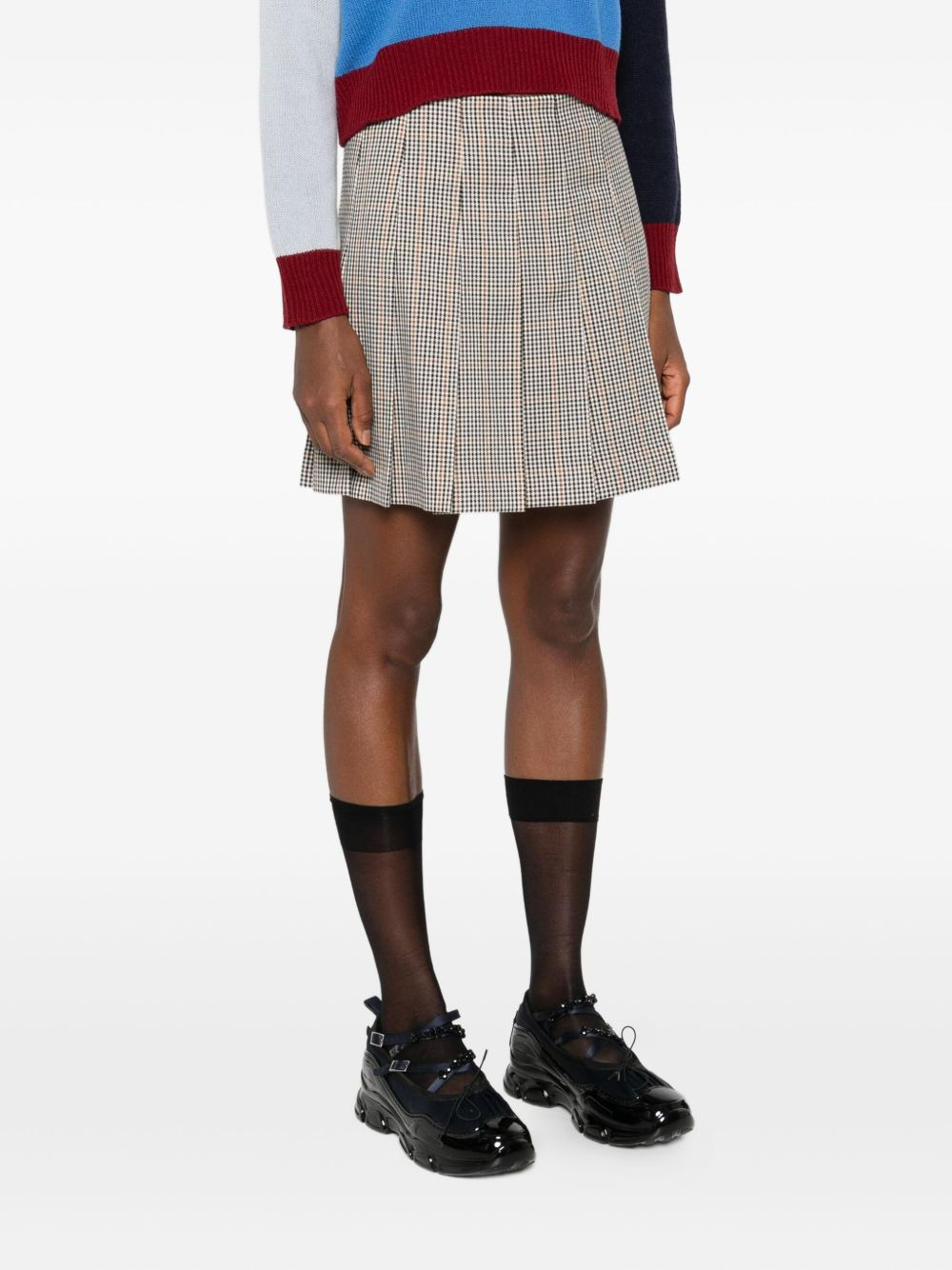 pleated checked mini skirt - 3