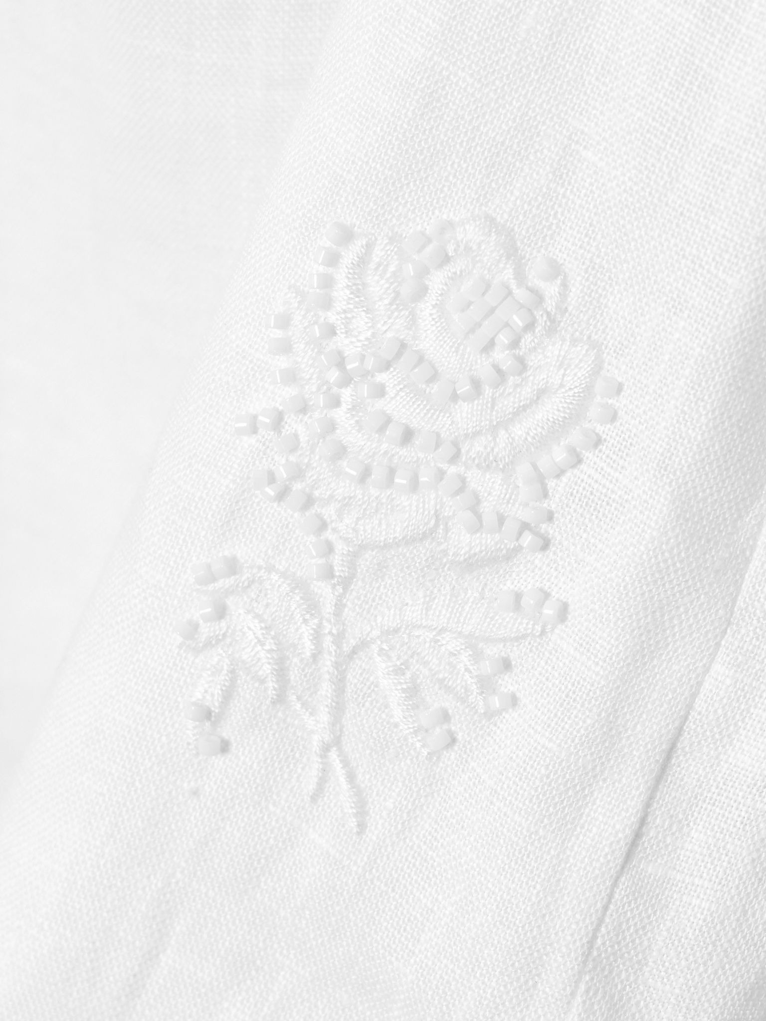 Alessandra gathered embroidered linen mini dress White - 4