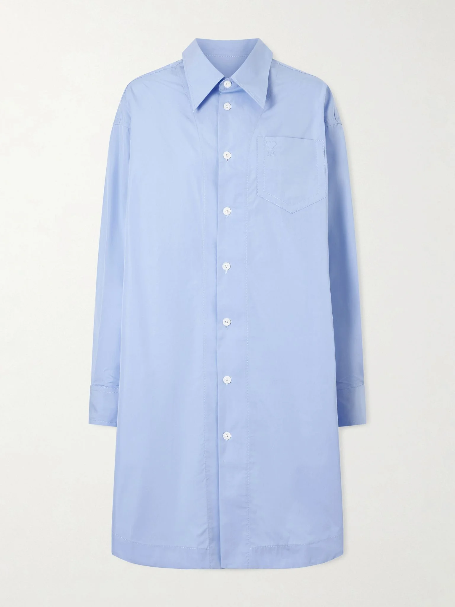 Embossed cotton-poplin shirt dress Blue - 1