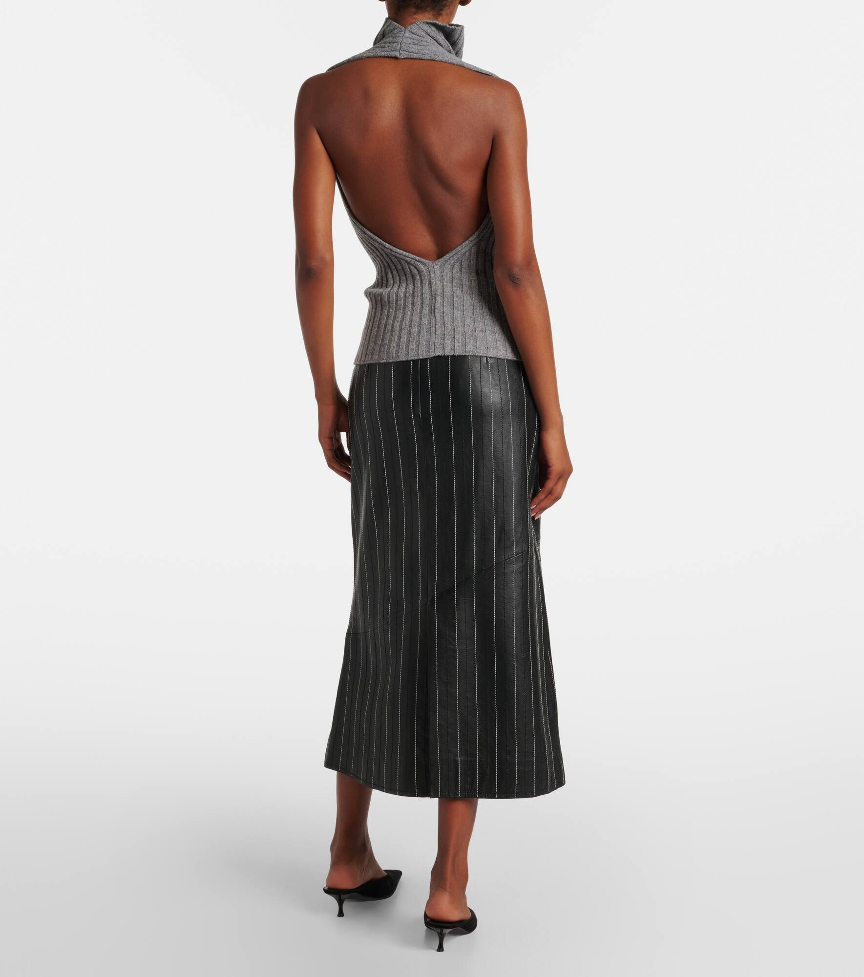 Draped ribbed-knit wool-blend top - 3