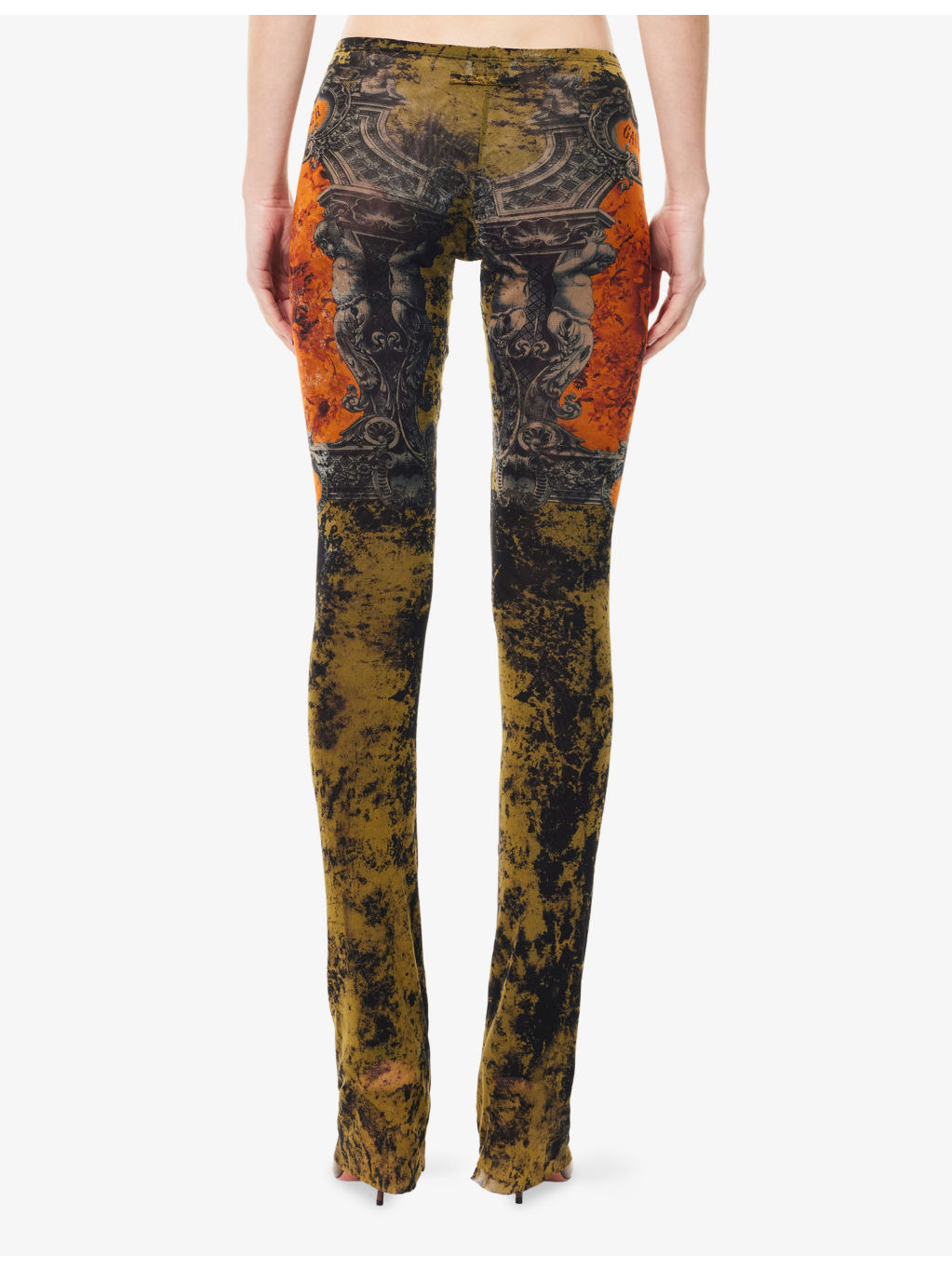 Flared Printed Woven Leggings - 4