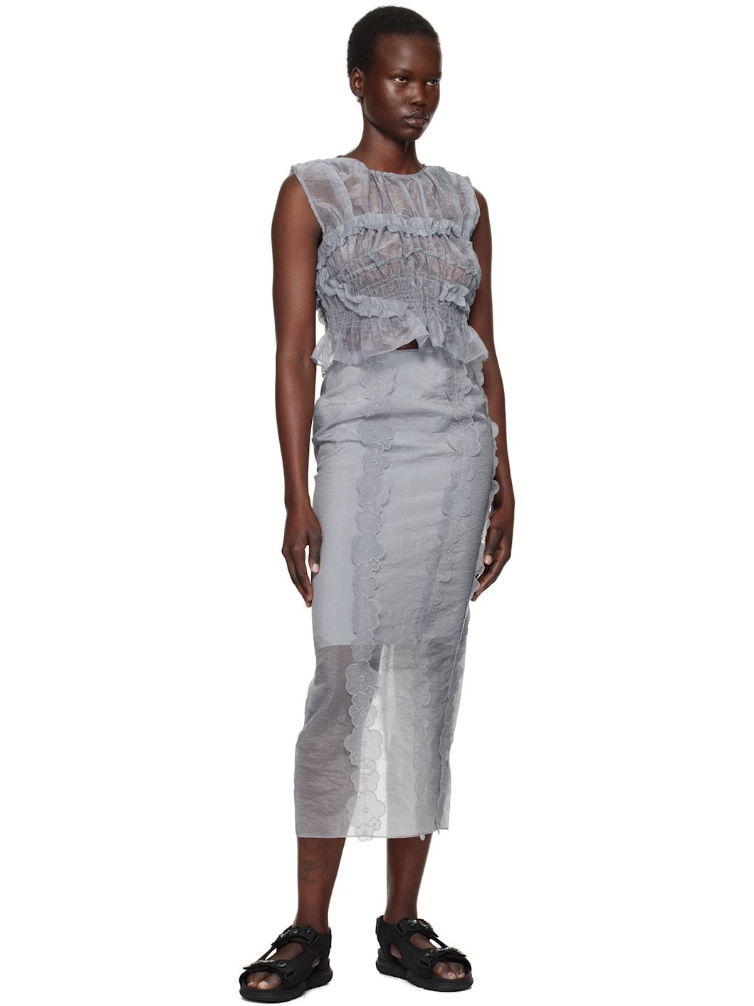 Gray Olympia Midi Skirt - 4