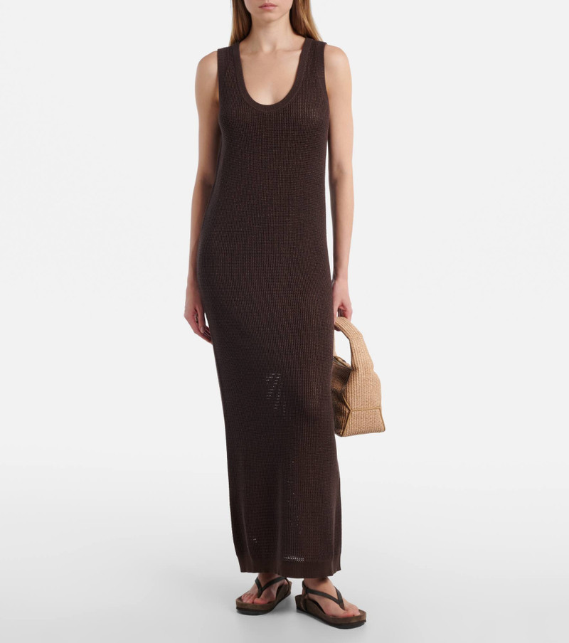 Brunello Cucinelli Open-knit cotton-blend maxi dress outlook