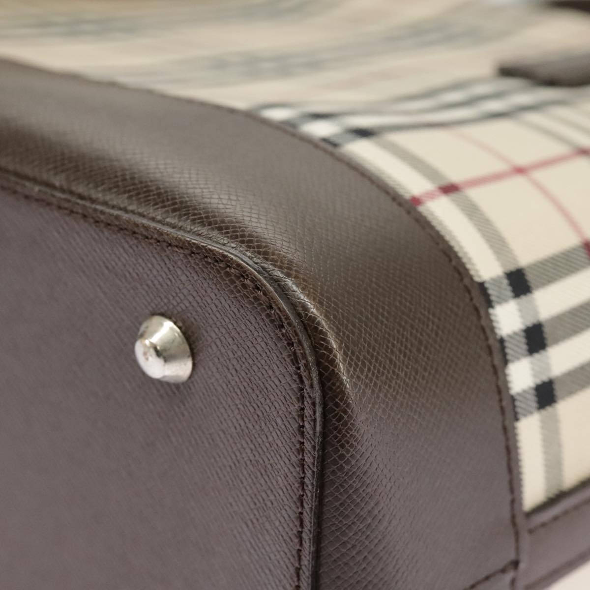 Burberry Nova Check Hand Bag Canvas Leather Beige - 14