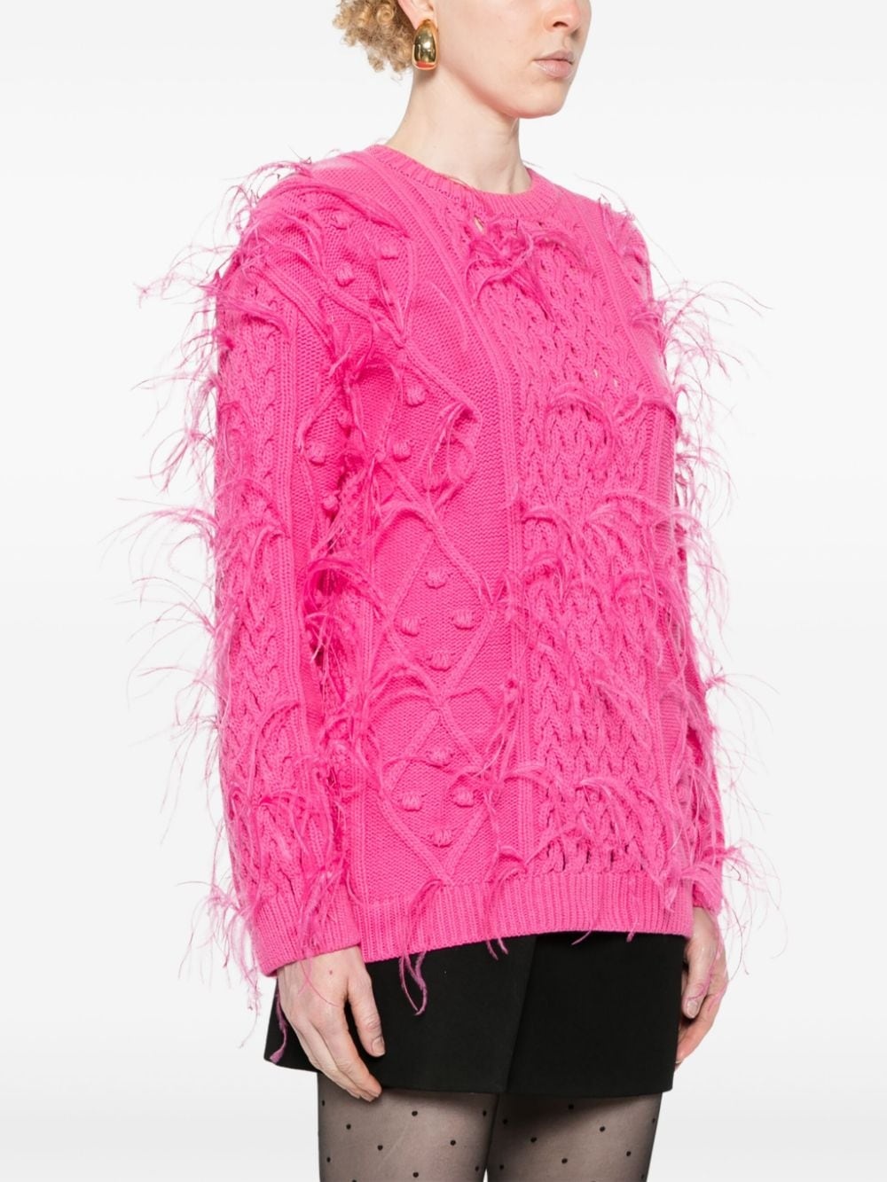feather-detail knitted jumper - 3