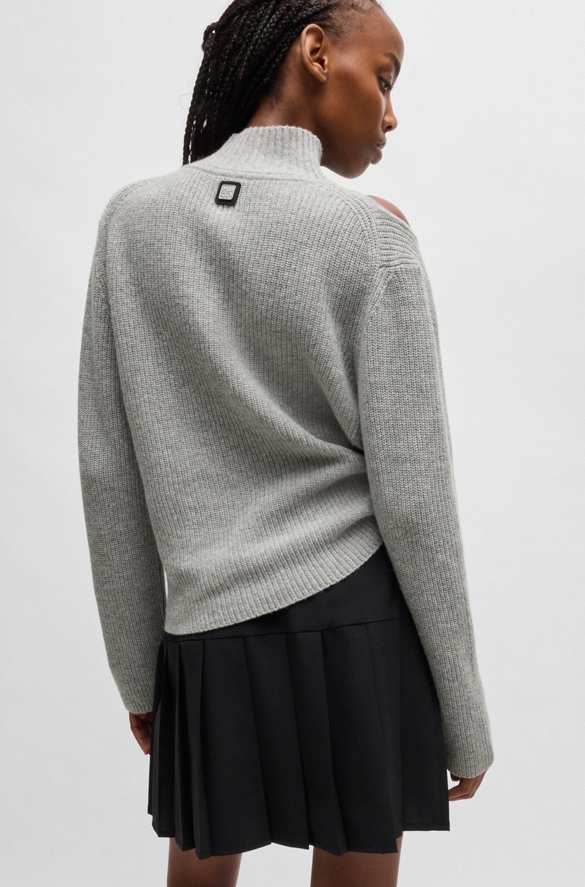 RELAXED-FIT MOCK-NECK SWEATER WITH CUT-OUT DETAIL - 4