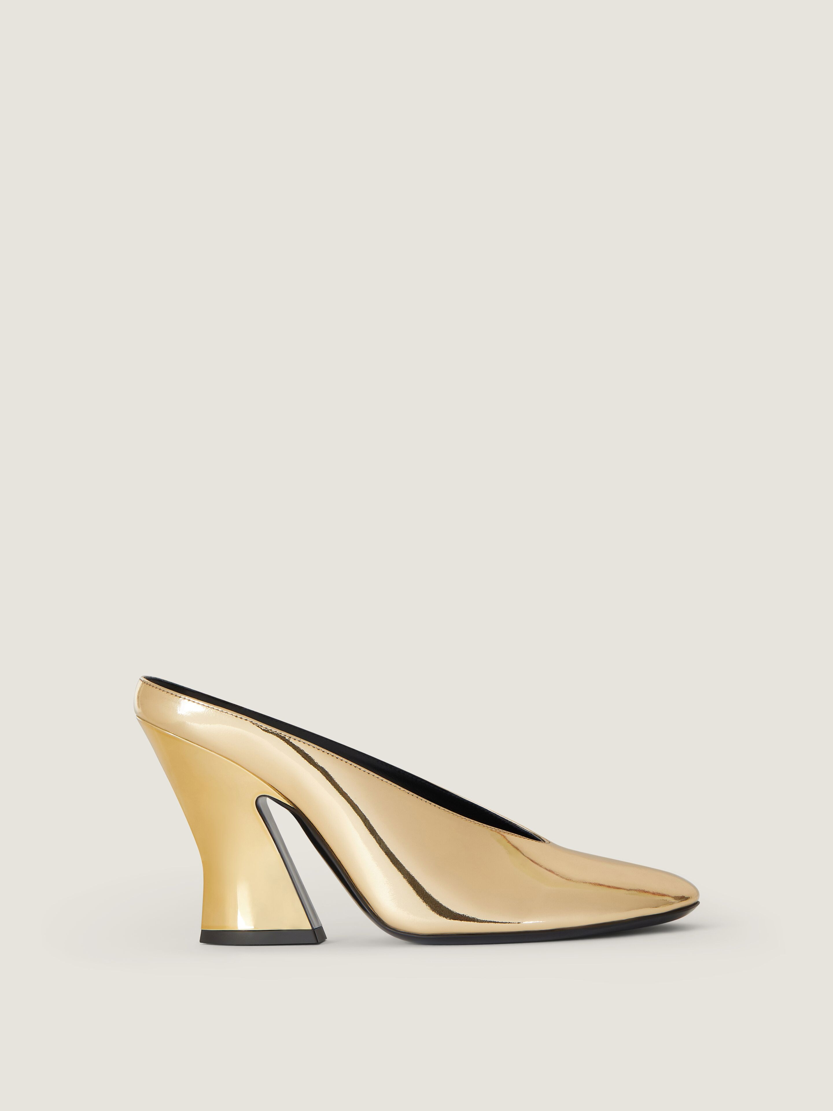 SCULPTED HEELED MULES IN MIRROR EFFECT LEATHER - 2