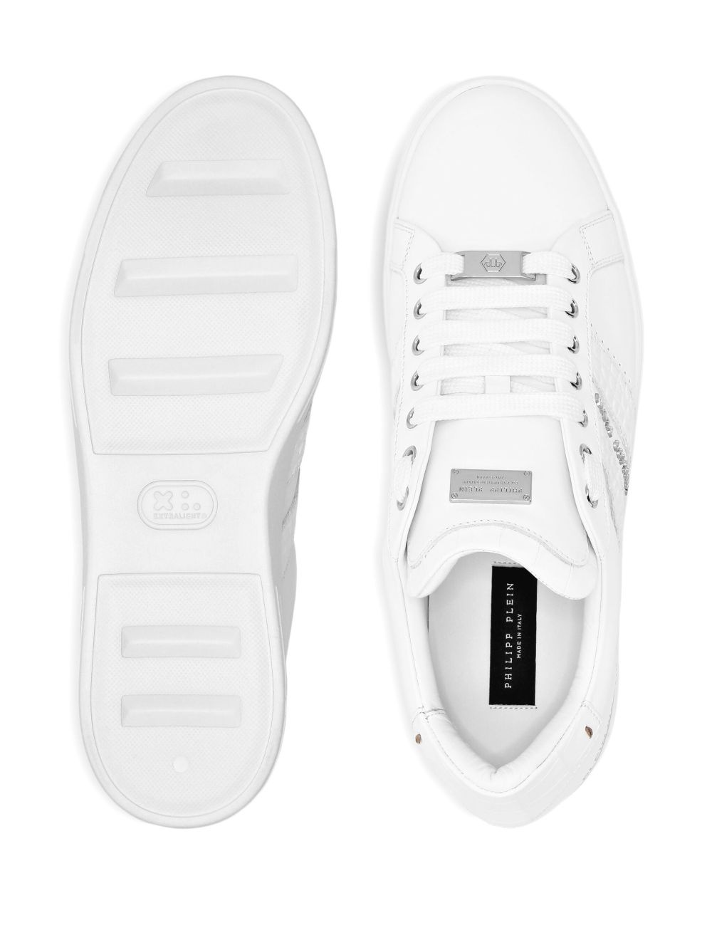logo-embellished leather sneakers - 3