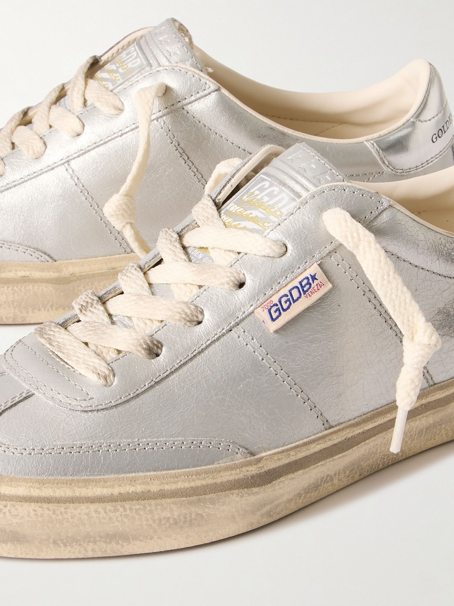 Soul-Star distressed metallic leather sneakers Gray - 4