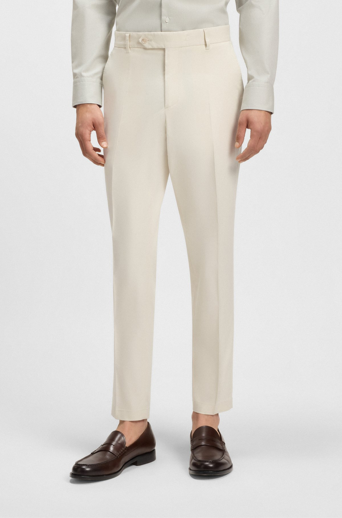 MACHINE-WASHABLE TAPERED-FIT TROUSERS IN STRETCH FABRIC - 2