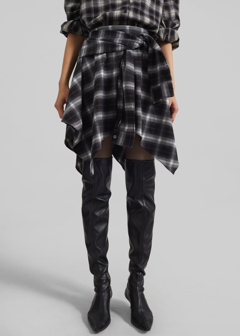 Alix Tie Skirt - Black Plaid 4