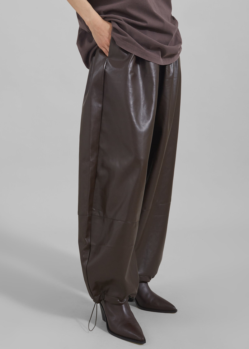 Briar Faux Leather Balloon Pants - Brown 4