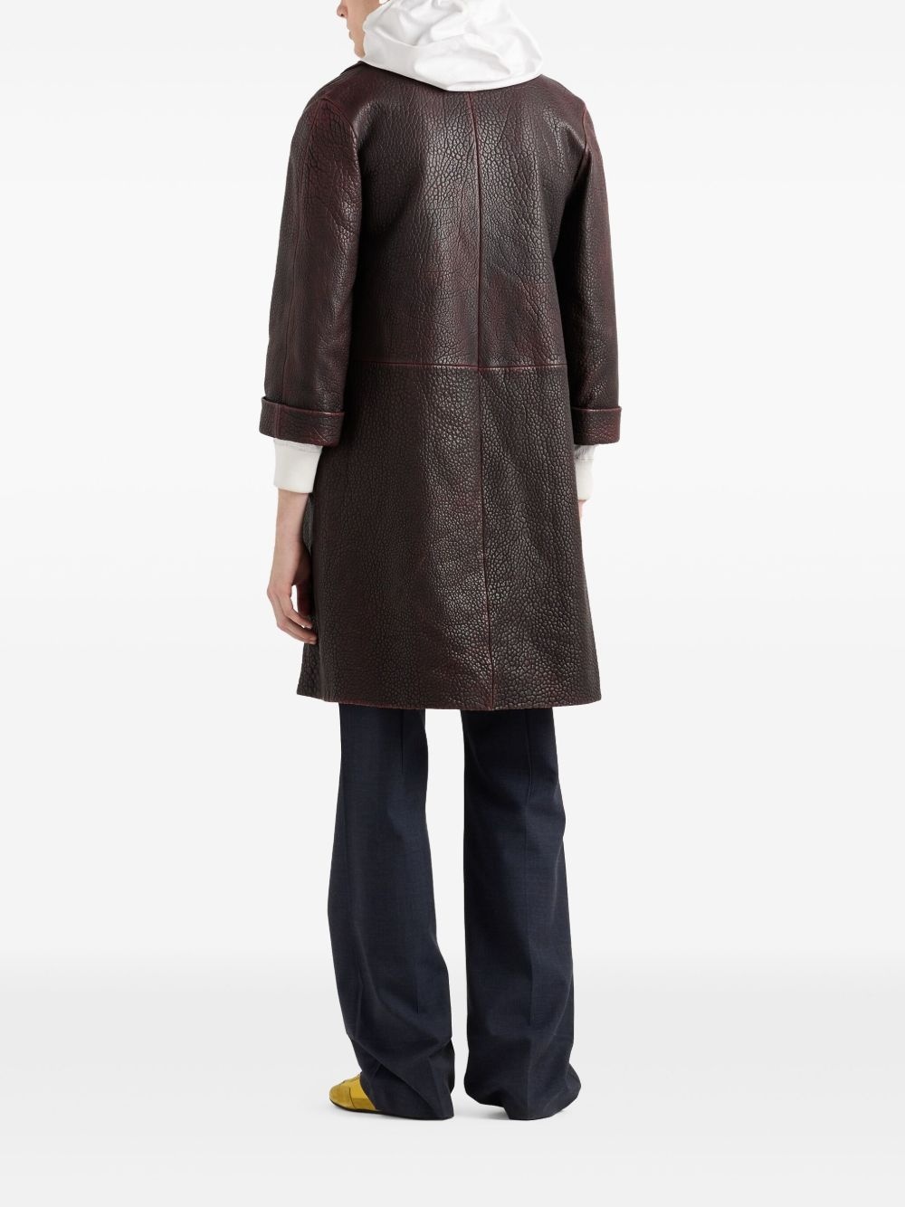 leather zip-up hoodie - 3