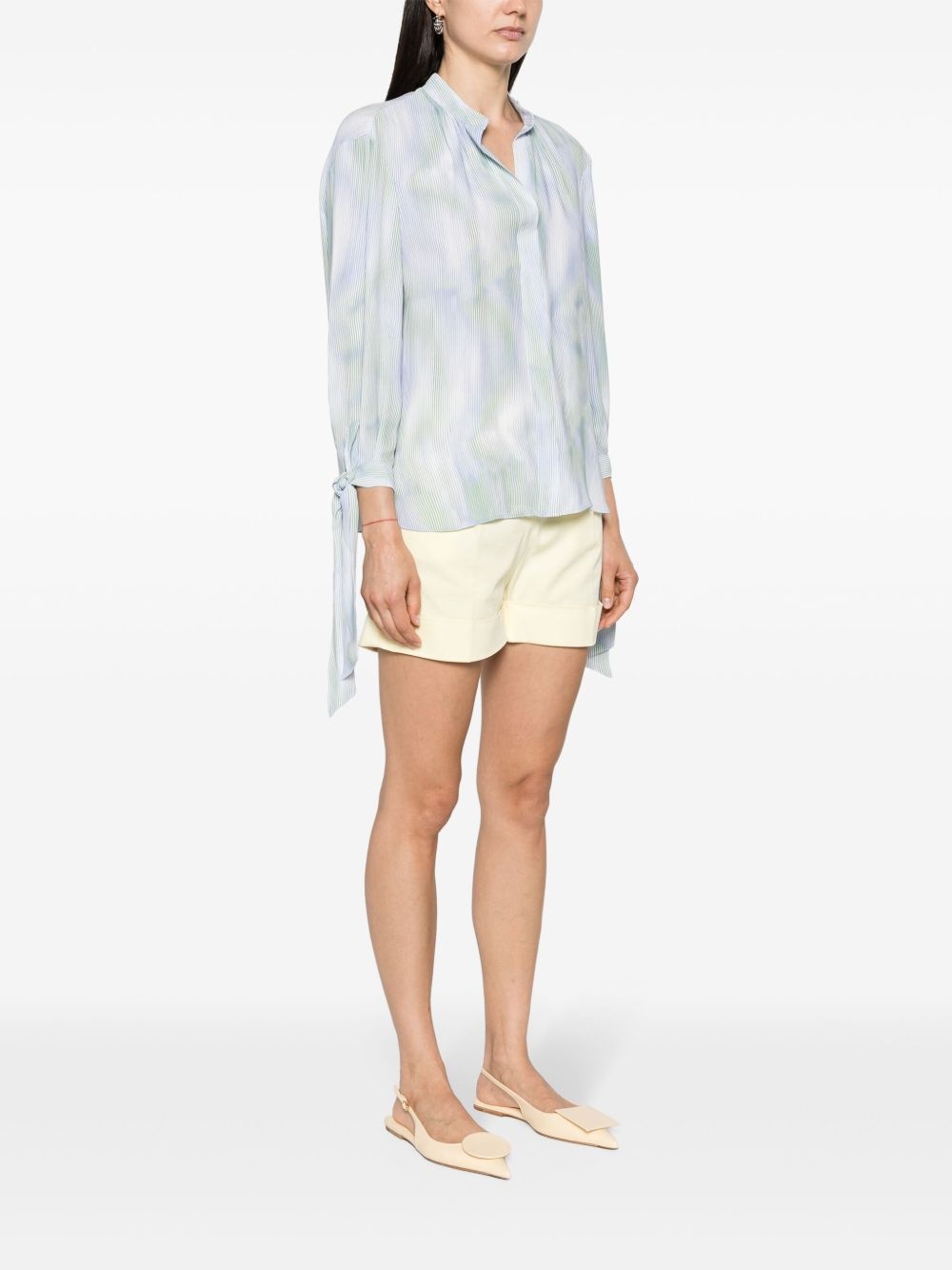 abstract-stripes tied-cuffs blouse - 3