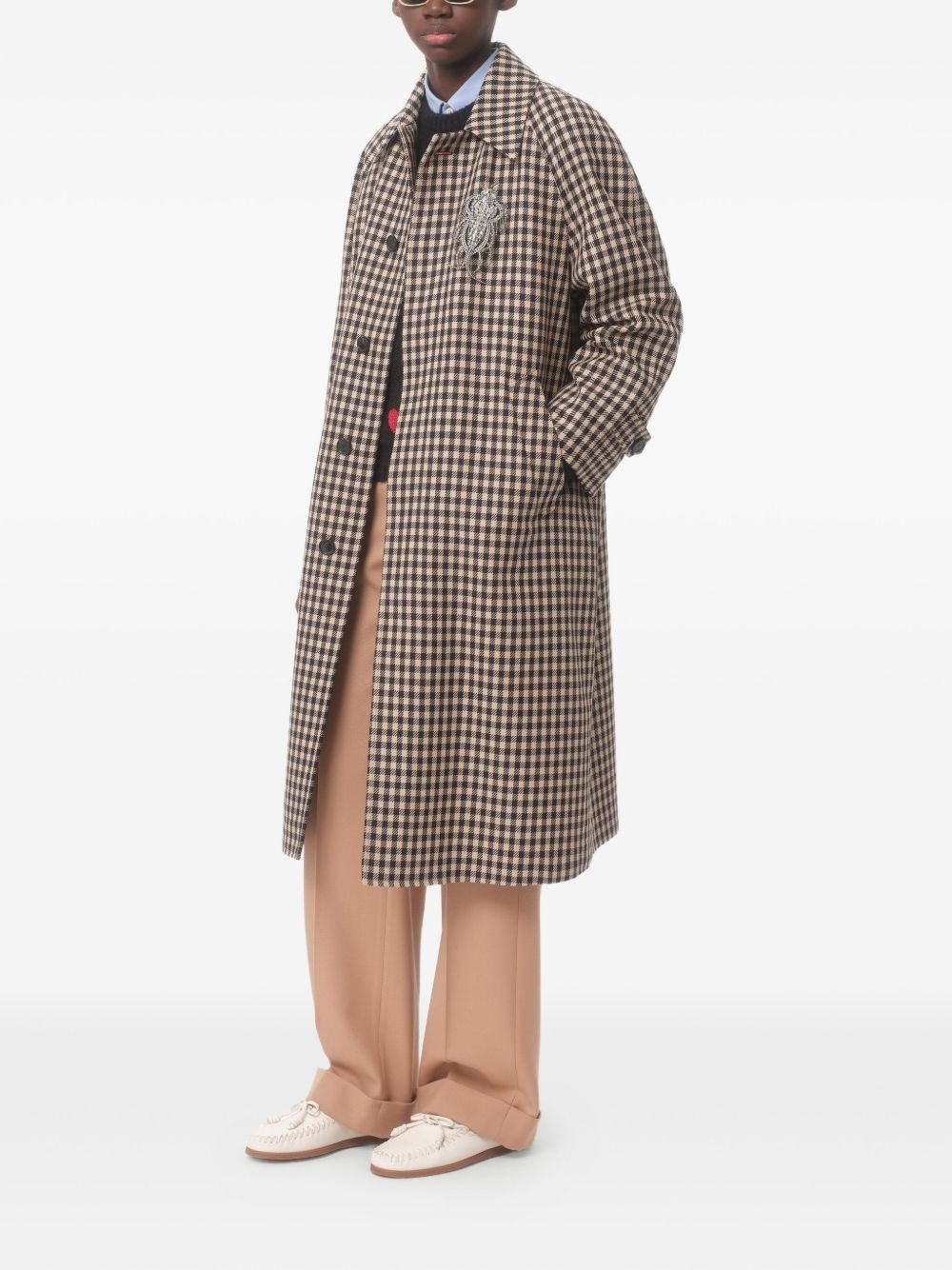 checked long coat - 3