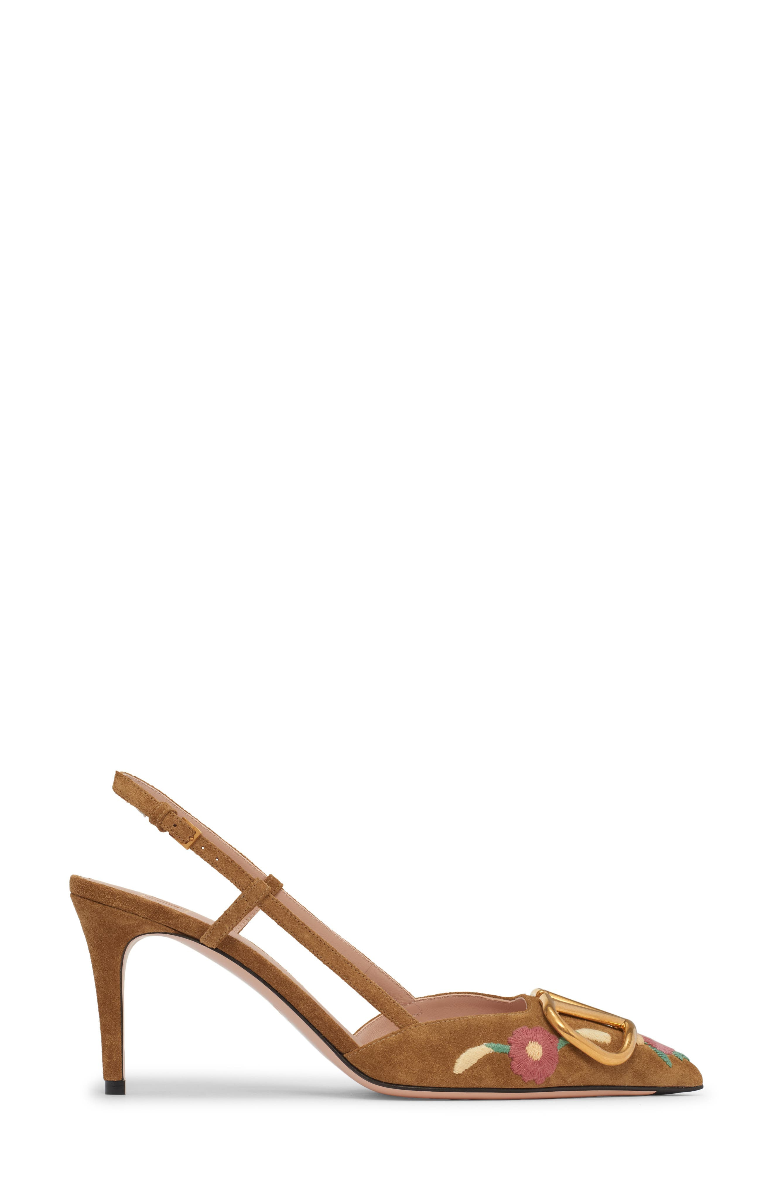 Valentino VLOGO Sunflower Embroidered Slingback Pump in Havana Beige at Nordstrom - 3
