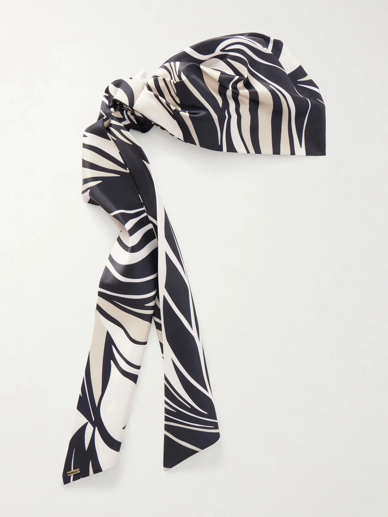 Gigi Wave-printed Satin Scarf - 1