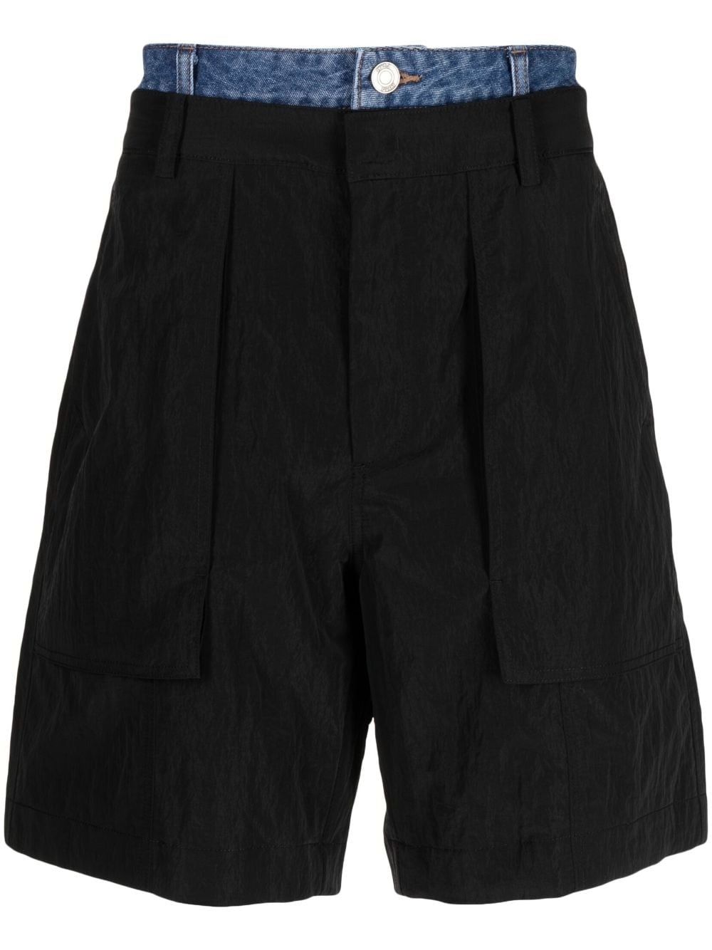 layered pleated bermuda shorts - 1
