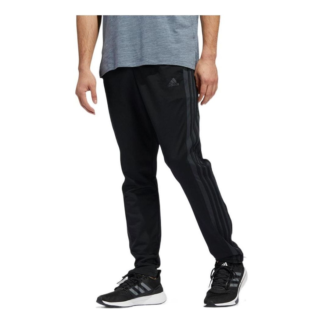 Men's adidas Solid Color Stripe Logo Embroidered Straight Sports Pants/Trousers/Joggers Black FL4870 - 1