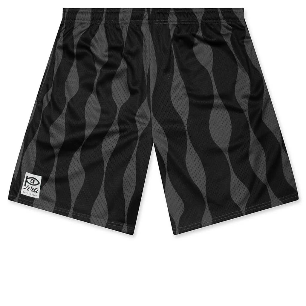 WAVED MESH SHORTS - BLACK - 1