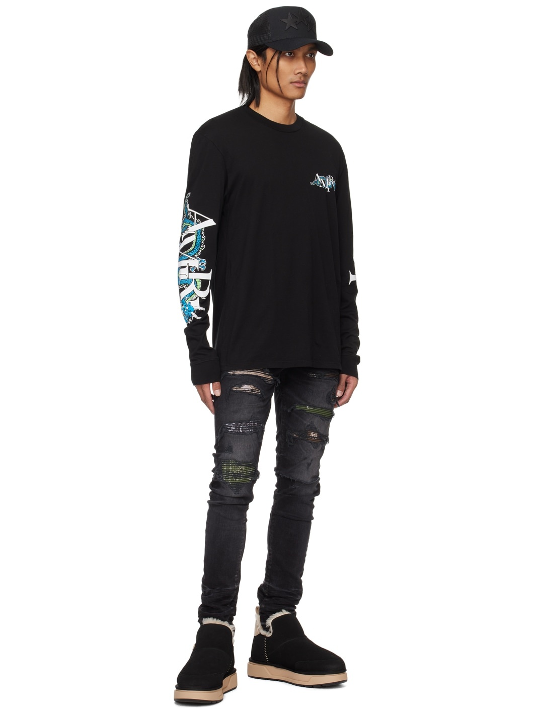 Black Bandana Thrasher Jeans - 4