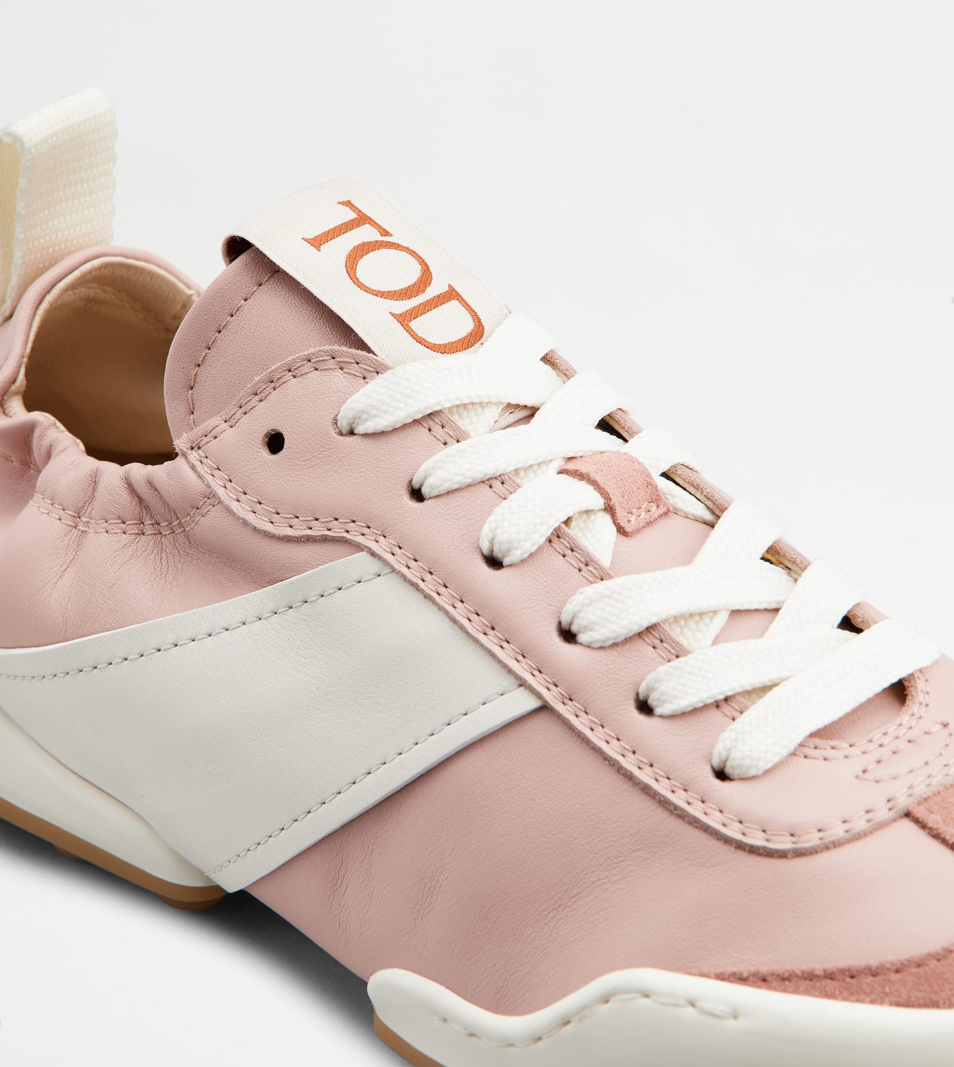 SNEAKERS IN LEATHER - WHITE, PINK - 5