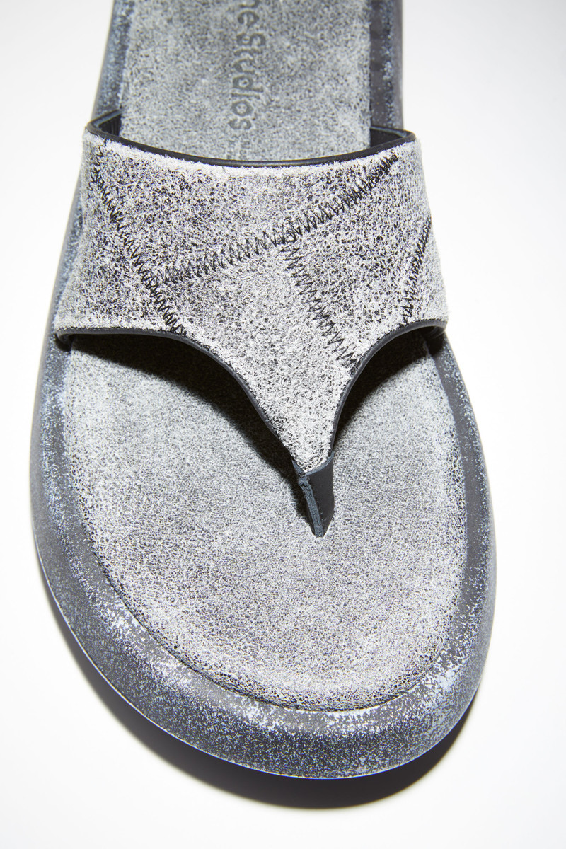 Reversed leather sandals - Black/beige 6