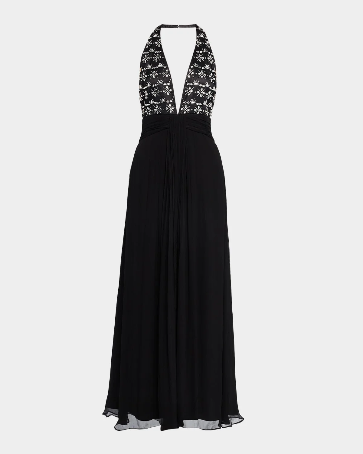 Martina Embellished Deep V-Neck Halter Gown - 1