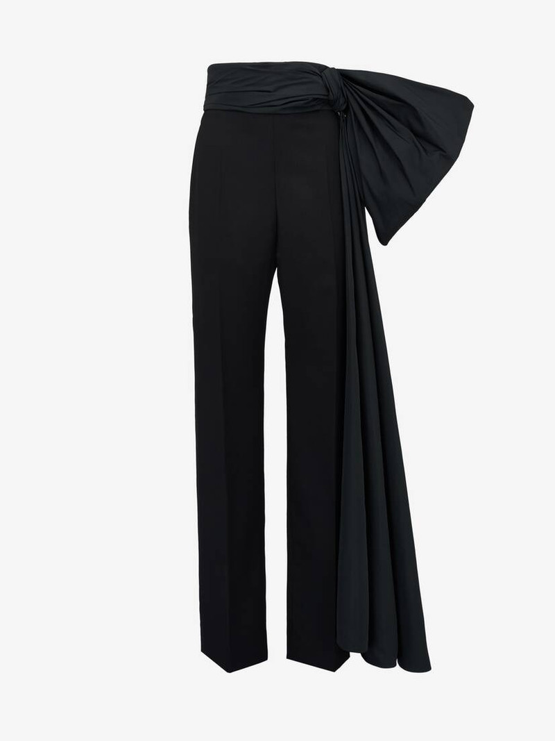 Women's Wide Leg Bow Trousers in Black 1
