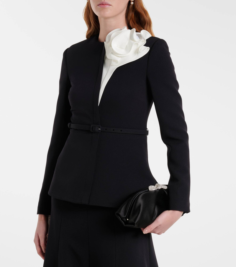 ROLAND MOURET Floral-appliqué peplum crêpe blazer outlook