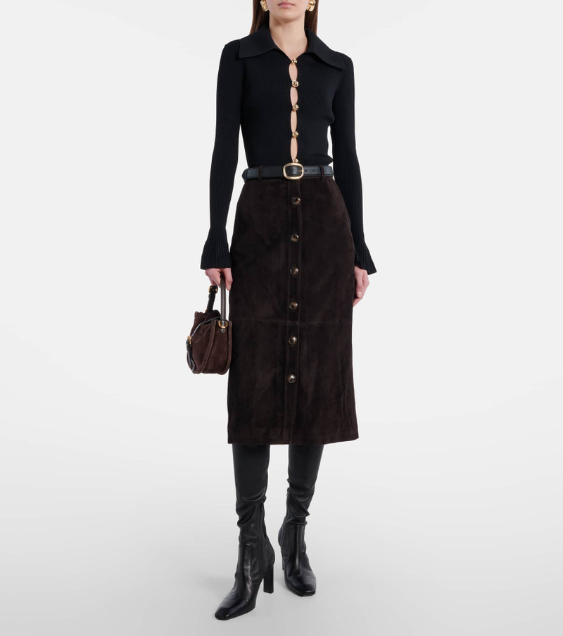 self-portrait Suede midi skirt outlook