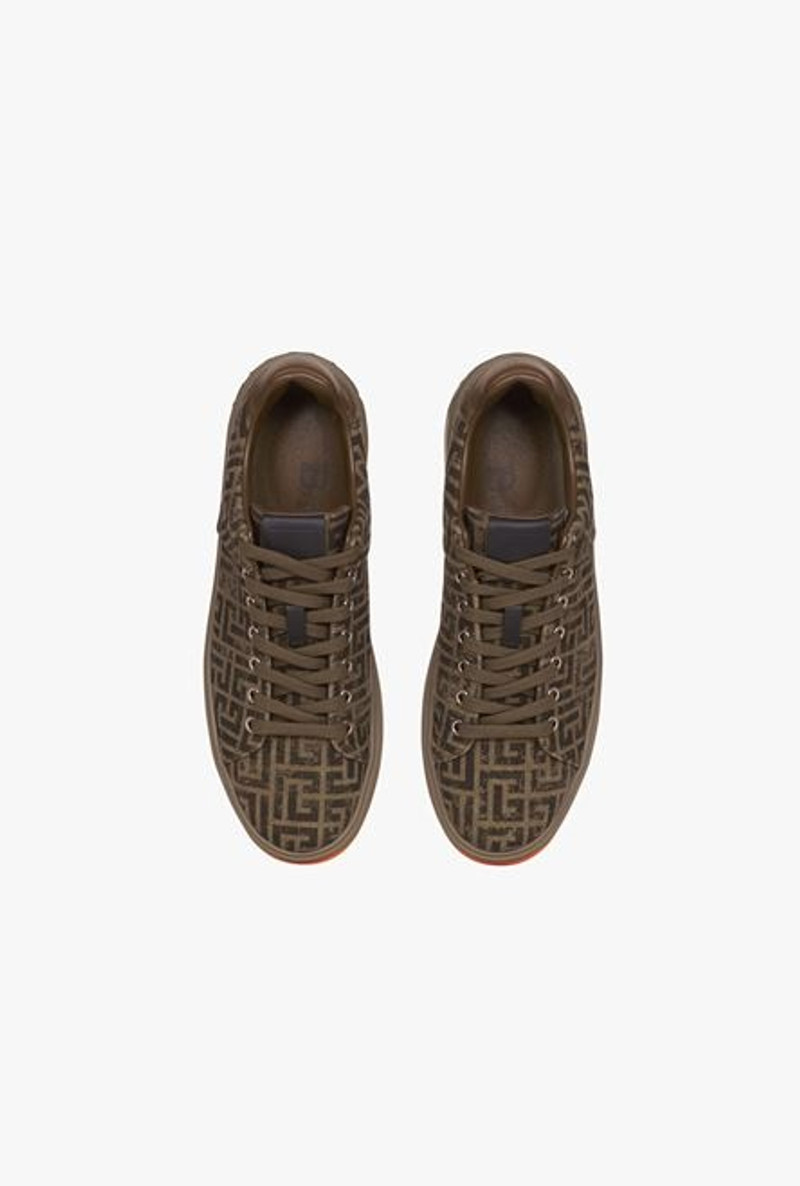 Khaki and black monogram canvas B-Court sneakers 4