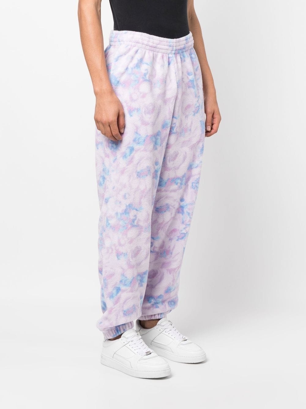 textured floral-print track pants - 4