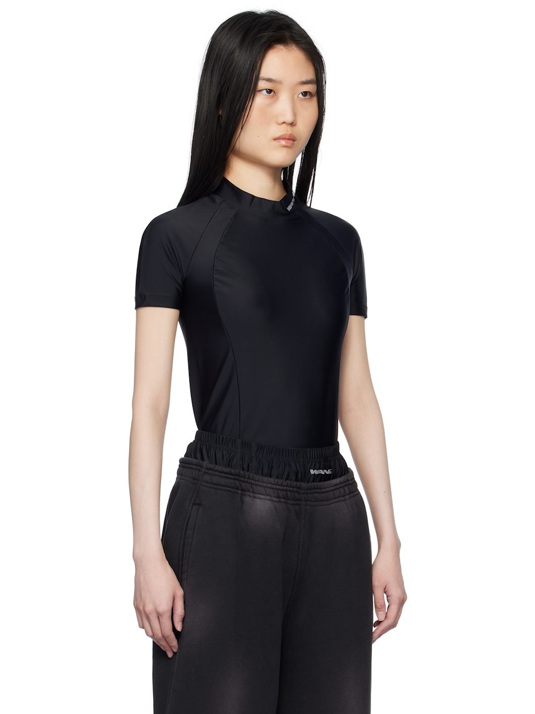Black Logo Detailed Rash Guard - 2