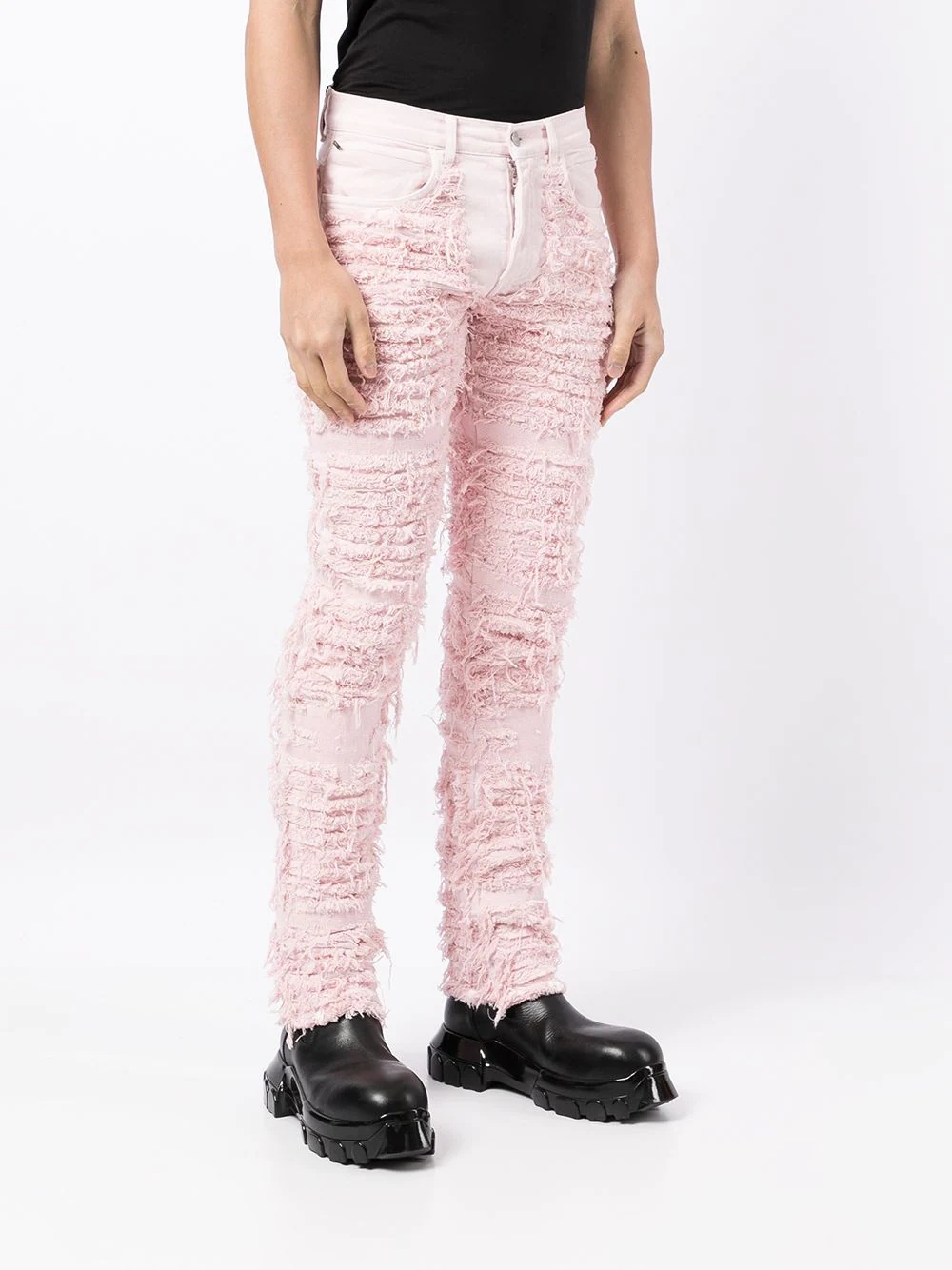 ripped-finish skinny-cut trousers - 3