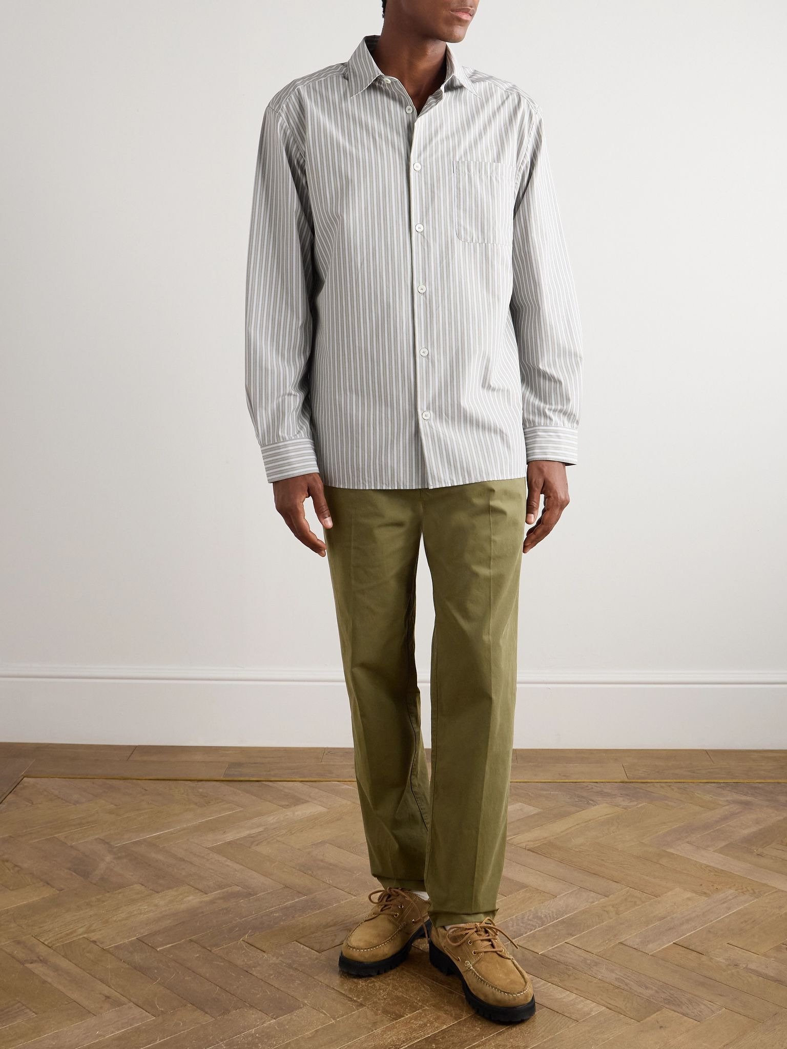 Pieter Straight-Leg Pleated Cotton Trousers Green - 2