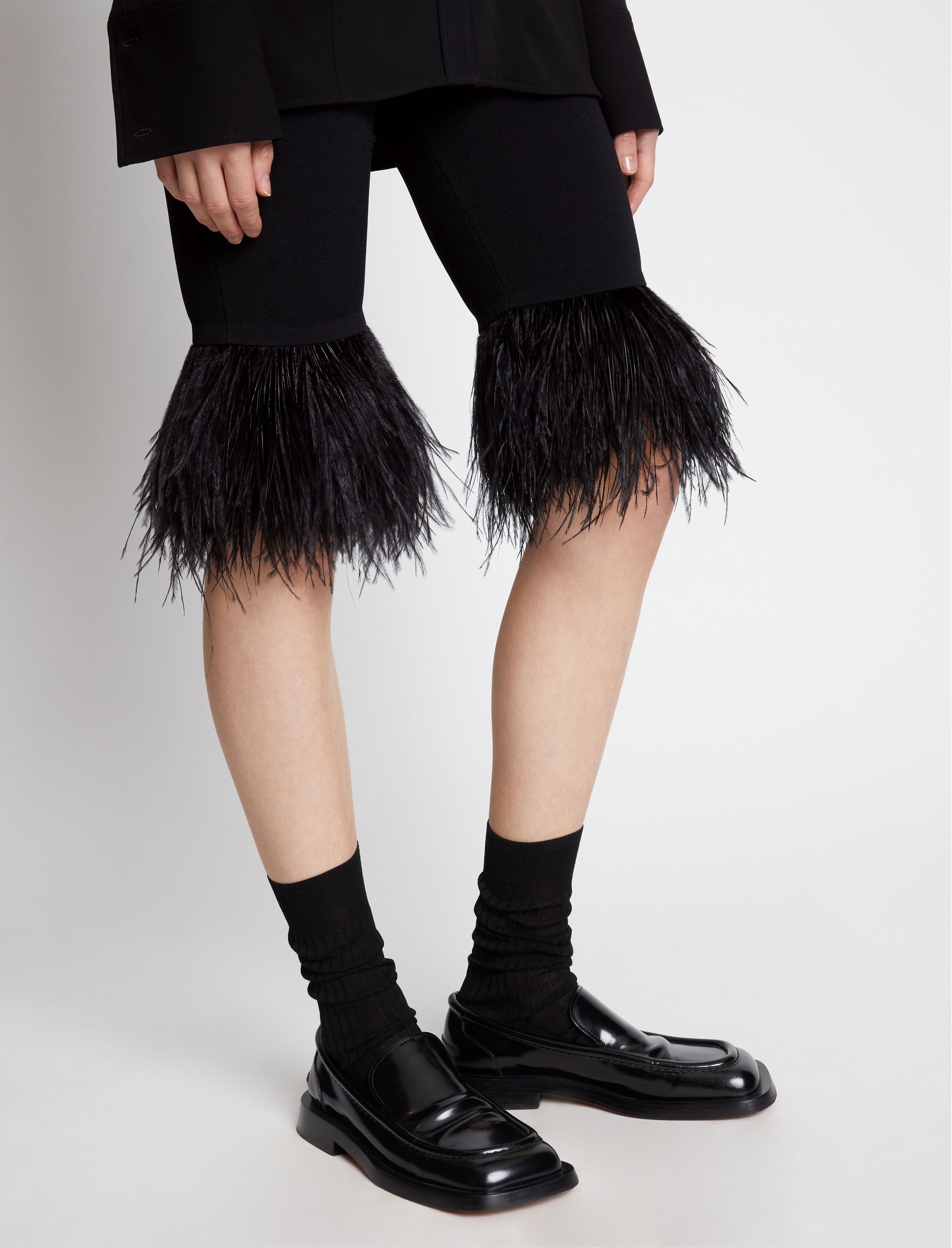 Feather Trim Knit Shorts - 5