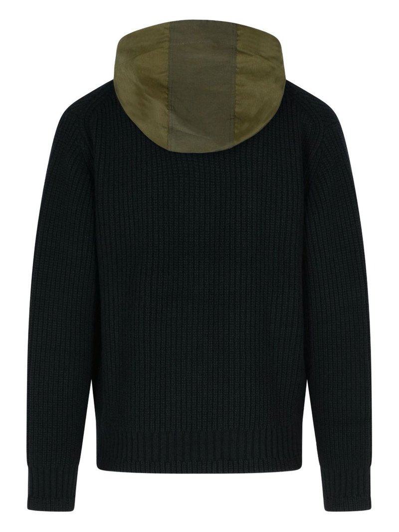 sacai ribbed-knit hooded jacket outlook
