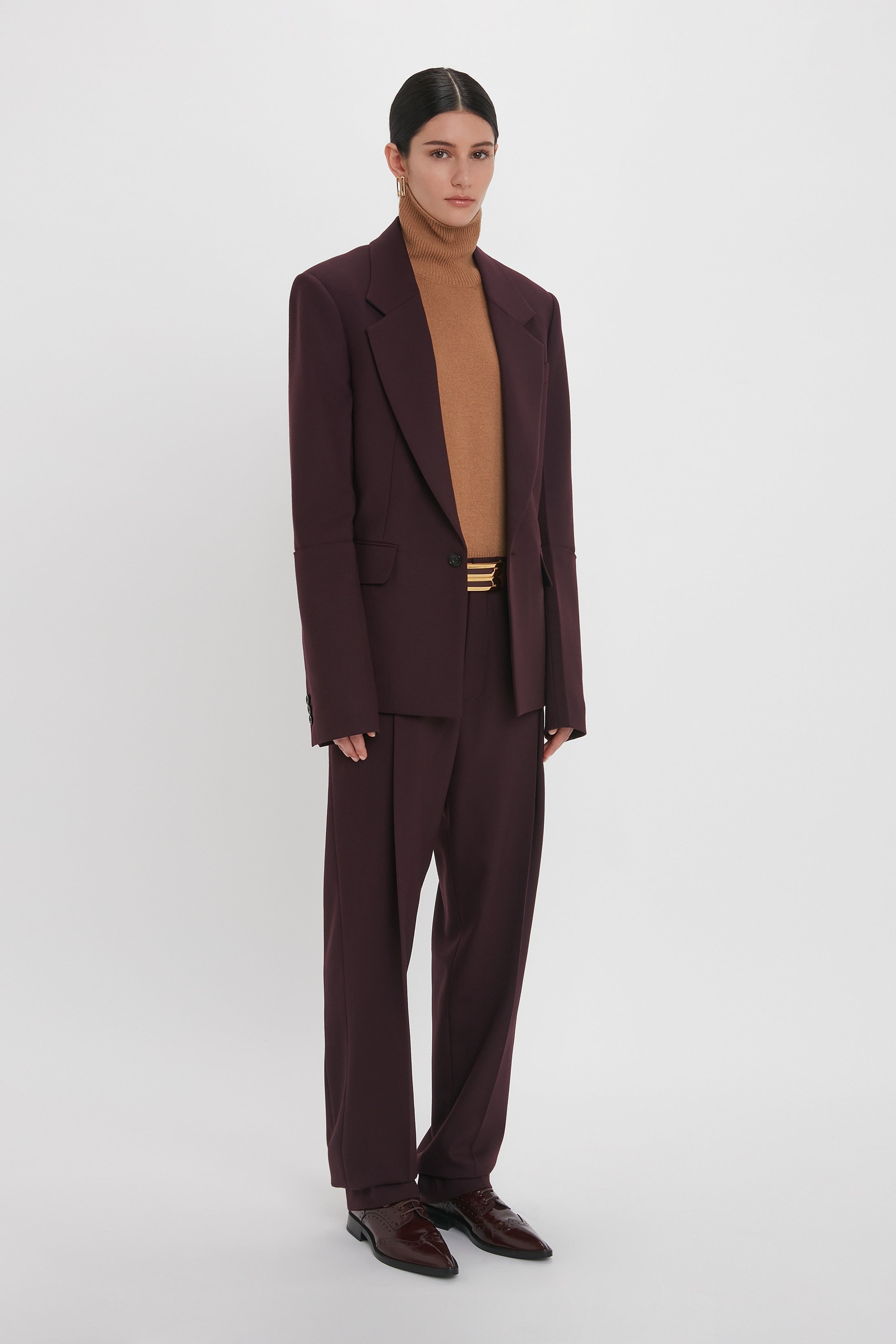 Sleeve Detail Patch Pocket Jacket In Deep Mahogany - 3