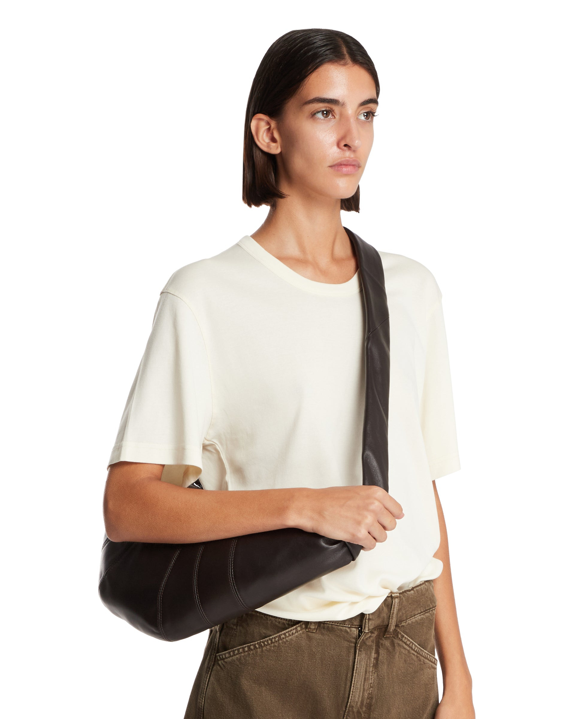 Brown Medium Leather Croissant Bag - 3