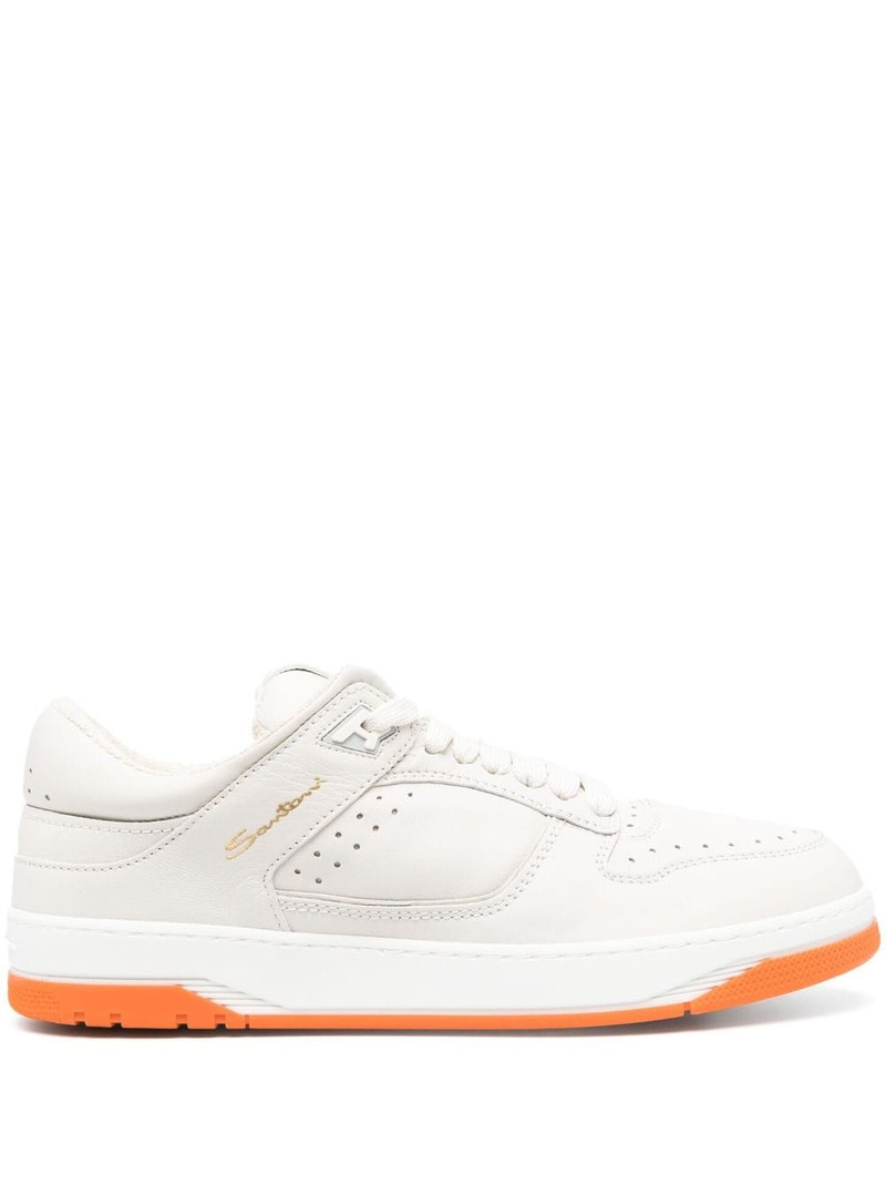 embroidered-logo leather low-top sneakers 1