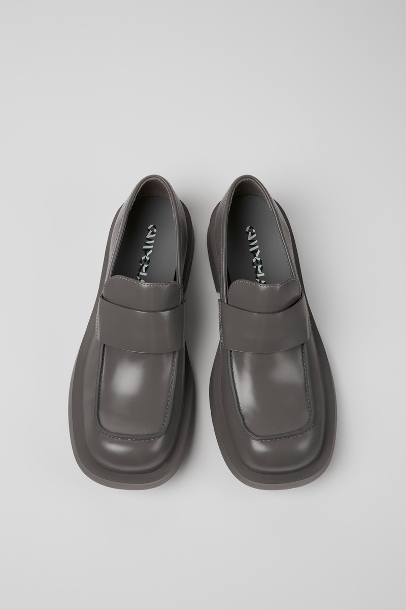 Gray leather loafers 4