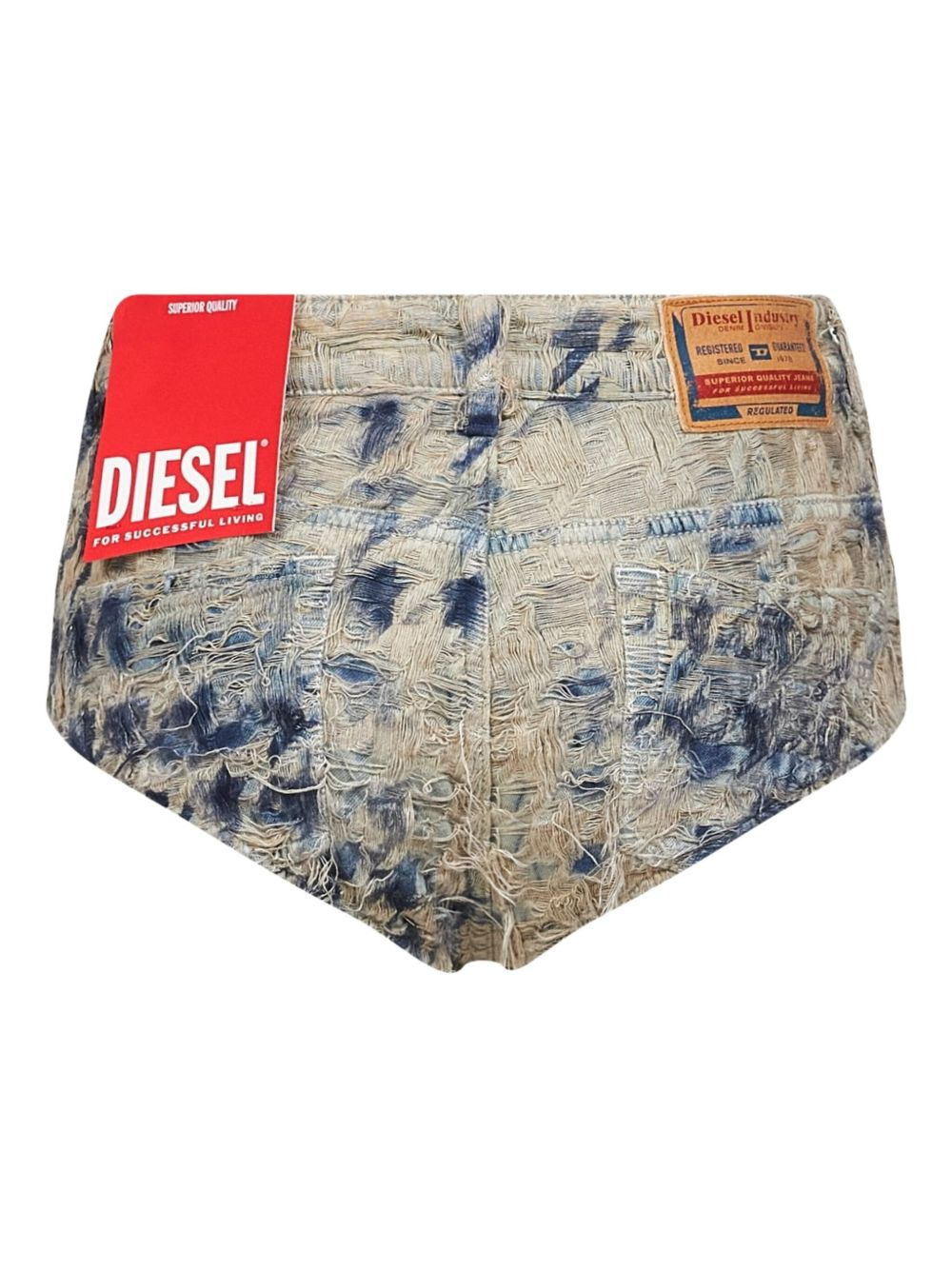 frayed denim shorts - 2