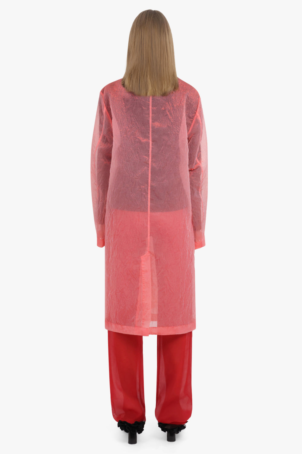 RANKLES SHEER LONG COAT | LIGHT RED - 4