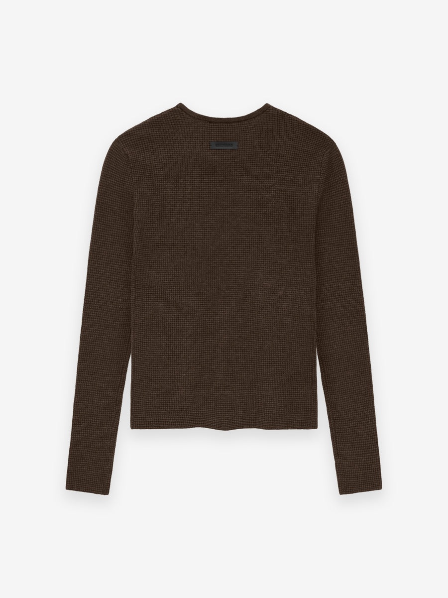 Women's Waffle Fitted Long Sleeve Sweater - 2