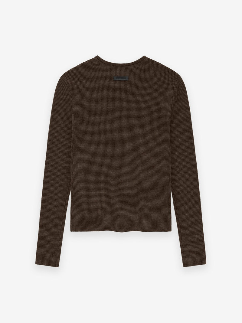 Women's Waffle Fitted Long Sleeve Sweater 2