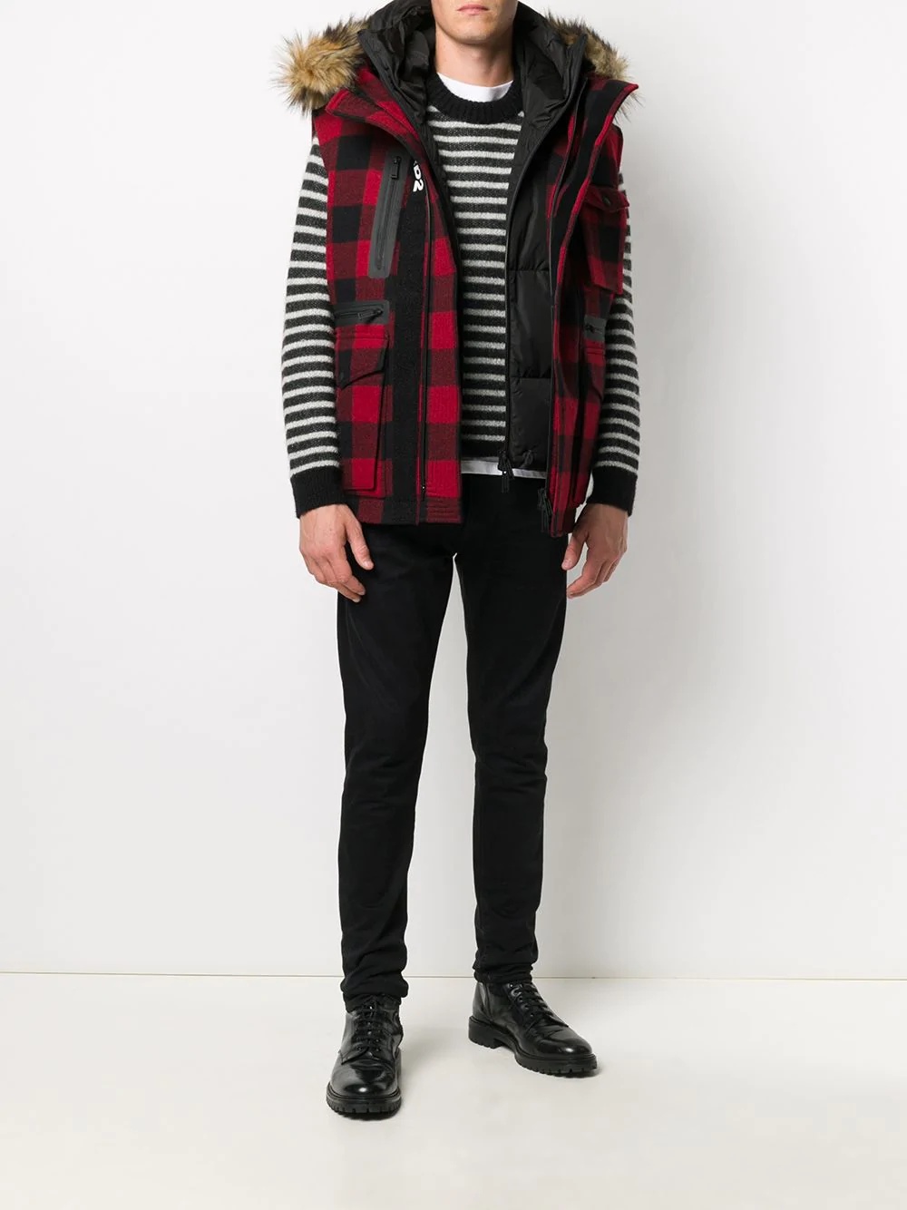 reversible checked vest - 2